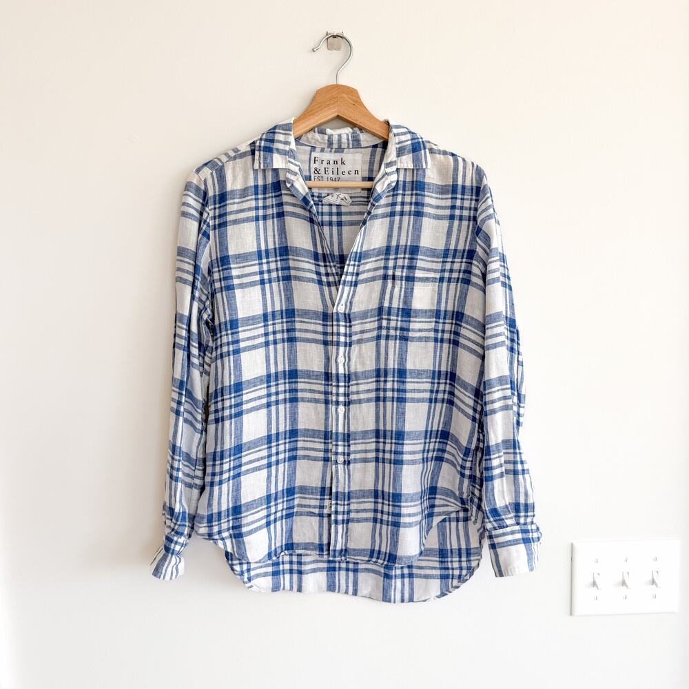 Frank & Eileen Eileen Plaid Pattern Long Sleeve Button Up Shirt Blue XXS